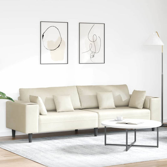 Divano in Velluto con cuscino Crema 208 cm Velluto