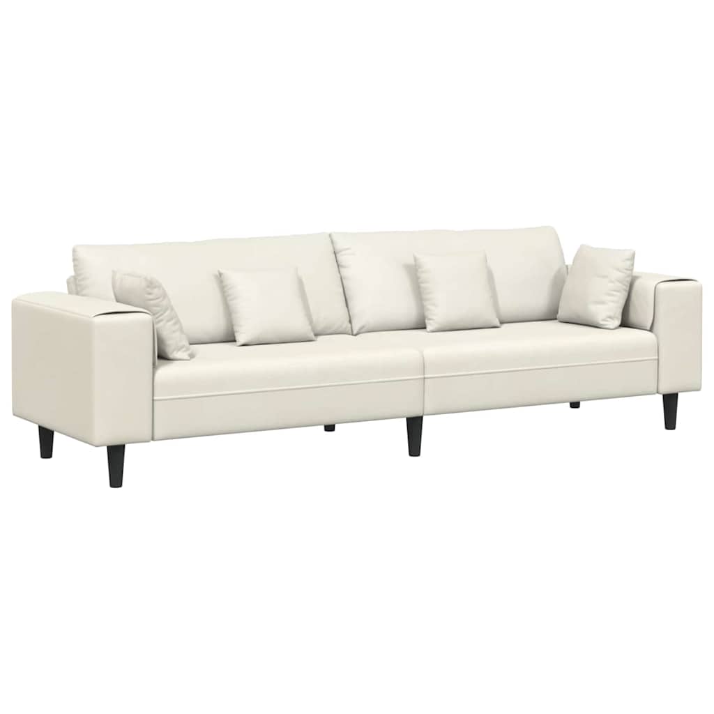 Divano in Velluto con cuscino Crema 208 cm Velluto