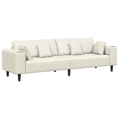Divano in Velluto con cuscino Crema 208 cm Velluto