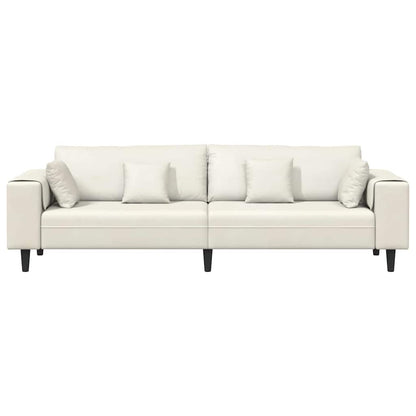 Divano in Velluto con cuscino Crema 208 cm Velluto