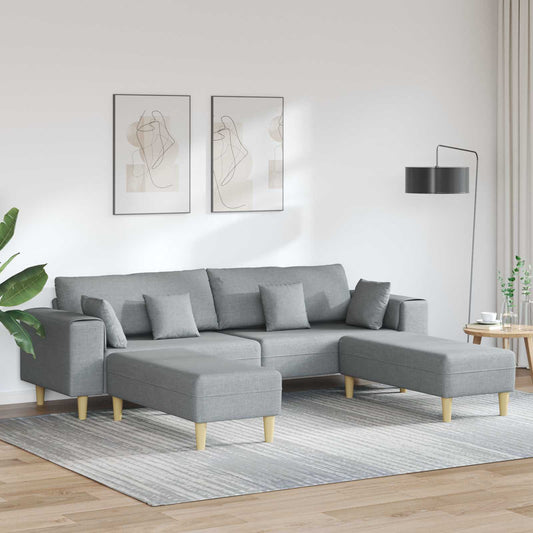 Divano con cuscino 3 pcs Grigio chiaro Tessuto | homemem39