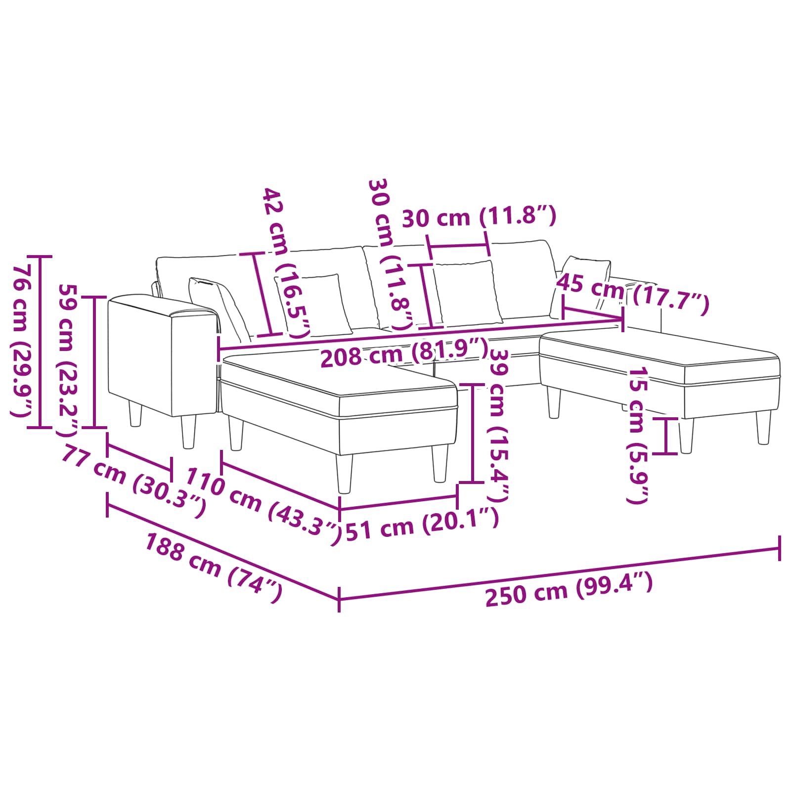 Divano con cuscino 3 pcs Grigio scuro Tessuto | homemem39