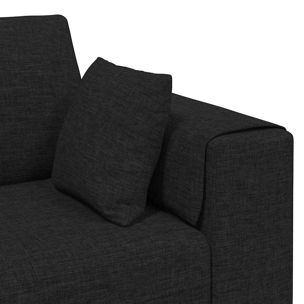 Divano in tessuto con cuscino 3 pcs Nero 208 cm Tessuto