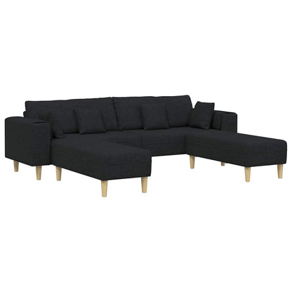 Divano in tessuto con cuscino 3 pcs Nero 208 cm Tessuto