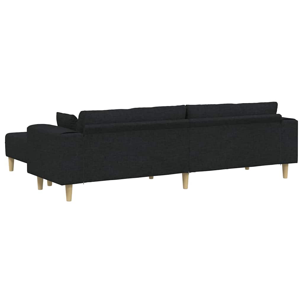 Divano in tessuto con cuscino 3 pcs Nero 208 cm Tessuto