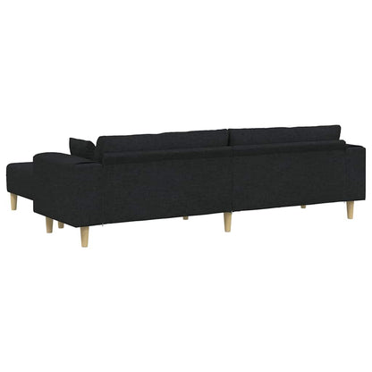 Divano in tessuto con cuscino 3 pcs Nero 208 cm Tessuto
