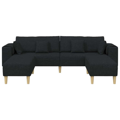 Divano in tessuto con cuscino 3 pcs Nero 208 cm Tessuto