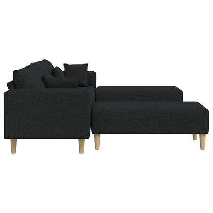 Divano in tessuto con cuscino 3 pcs Nero 208 cm Tessuto