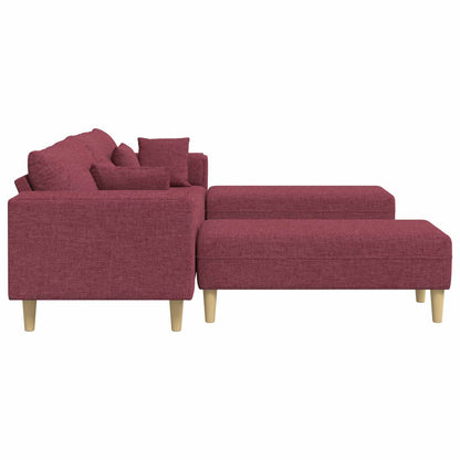 Divano con cuscino 3 pcs Rosso Vino Tessuto