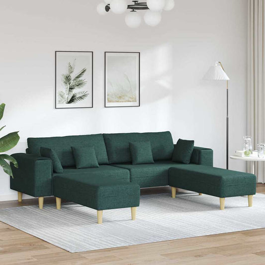 Divano in tessuto con cuscino 3 pcs Verde Scuro 208 cm Tessuto