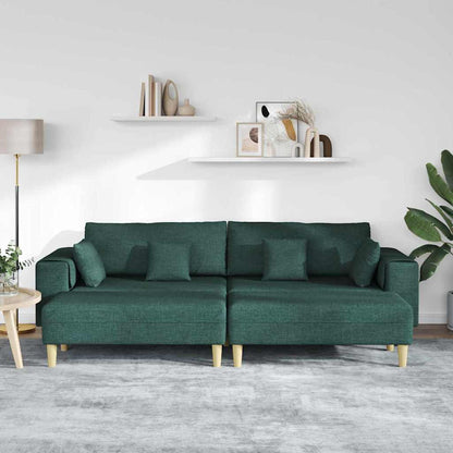Divano in tessuto con cuscino 3 pcs Verde Scuro 208 cm Tessuto