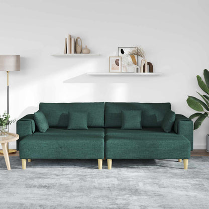 Divano con cuscino 3 pcs Verde Scuro Tessuto | homemem39