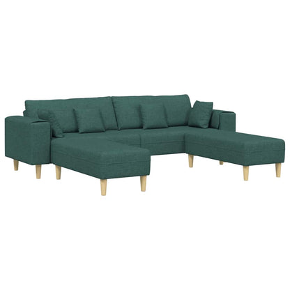 Divano in tessuto con cuscino 3 pcs Verde Scuro 208 cm Tessuto