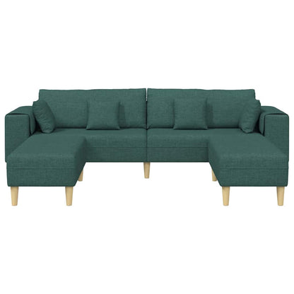 Divano in tessuto con cuscino 3 pcs Verde Scuro 208 cm Tessuto