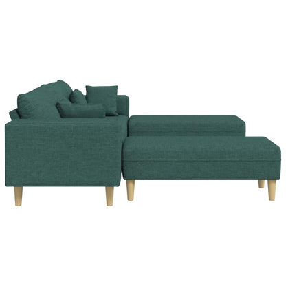 Divano in tessuto con cuscino 3 pcs Verde Scuro 208 cm Tessuto