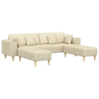 Divano in tessuto con cuscino 3 pcs Crema 208 cm Tessuto