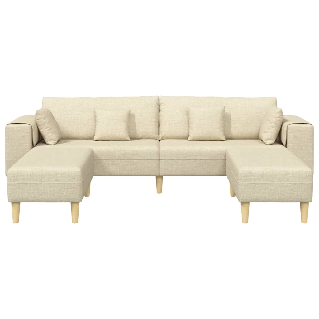 Divano in tessuto con cuscino 3 pcs Crema 208 cm Tessuto