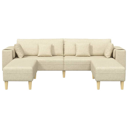 Divano in tessuto con cuscino 3 pcs Crema 208 cm Tessuto