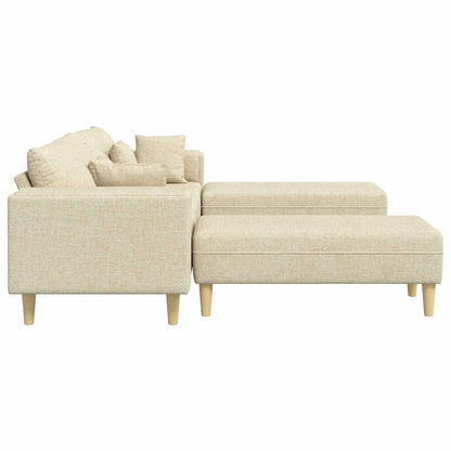 Divano con cuscino 3 pcs Crema Tessuto | homemem39