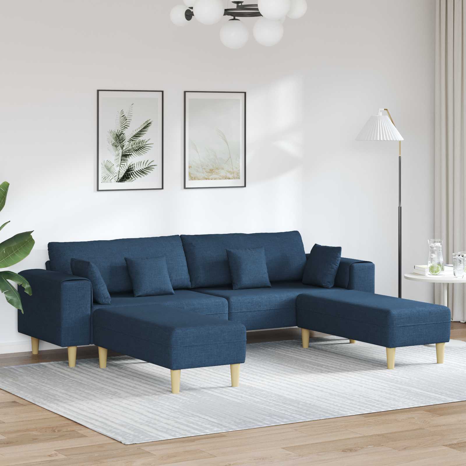 Divano con cuscino 3 pcs Blu Tessuto | homemem39