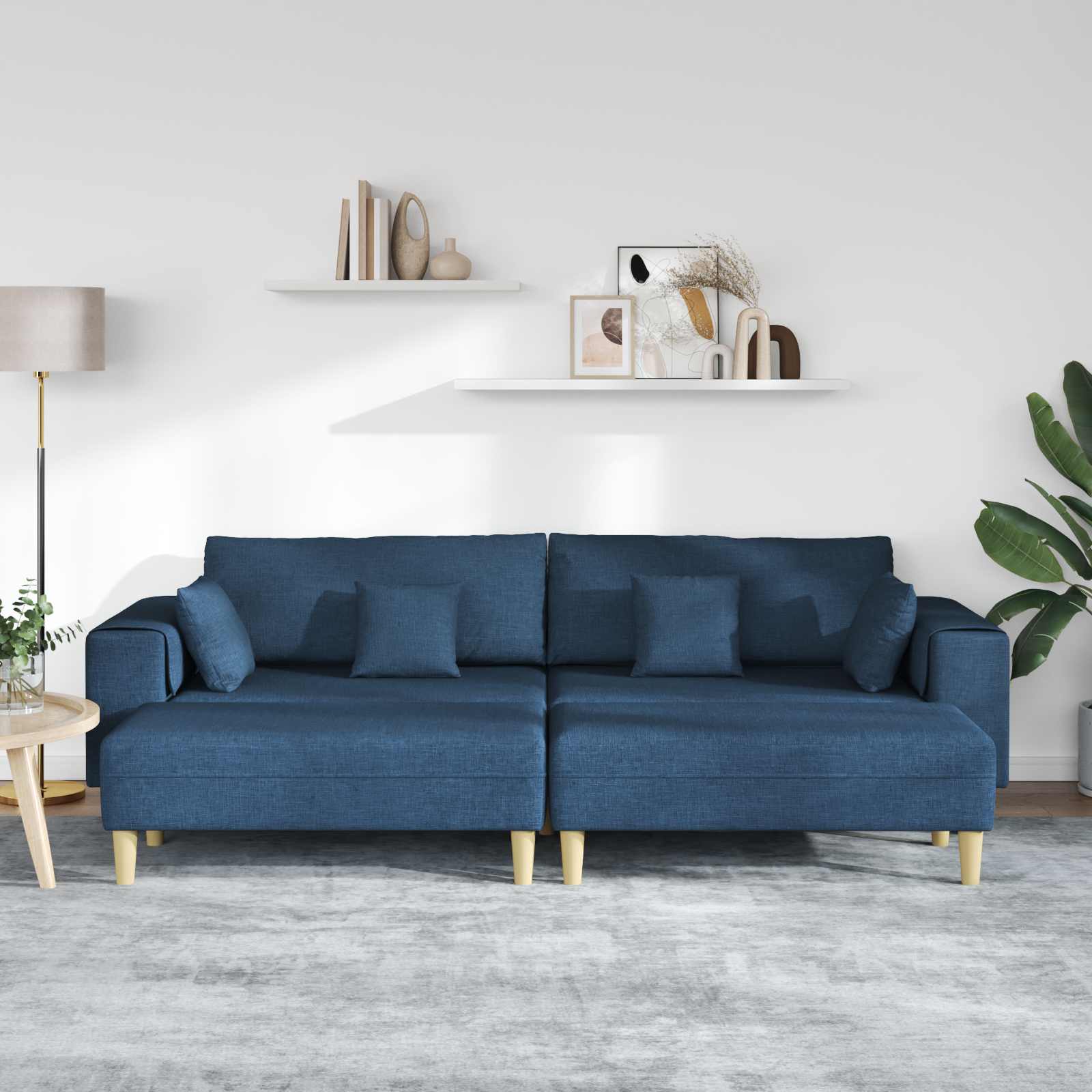 Divano con cuscino 3 pcs Blu Tessuto | homemem39
