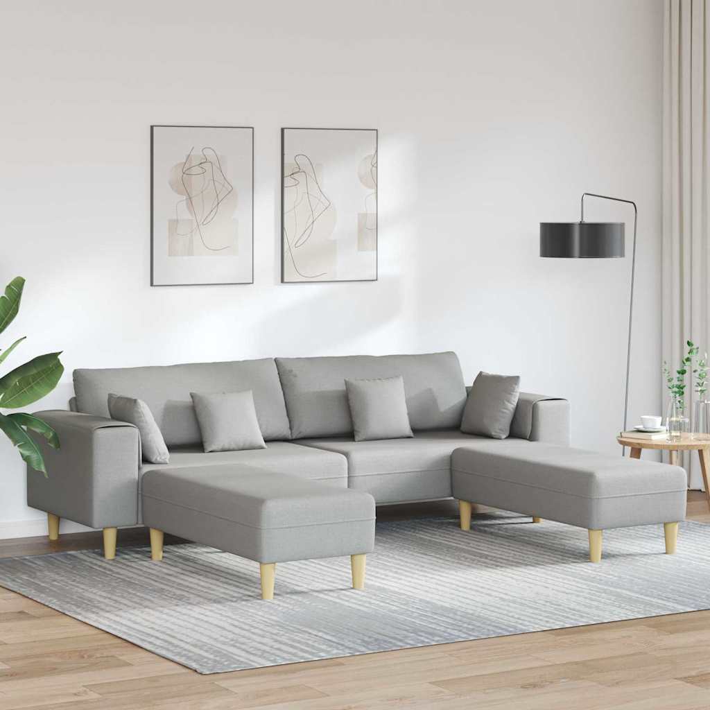 Divano in tessuto con cuscino Grigio Nuvola 208 cm Tessuto - homemem39