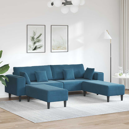 Divano 3 pcs Blu 250 x 188 x 76 cm Velluto | homemem39