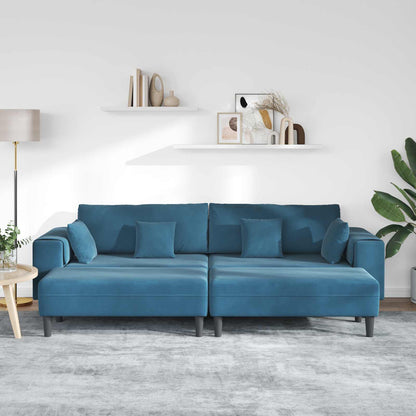 Divano 3 pcs Blu 250 x 188 x 76 cm Velluto | homemem39