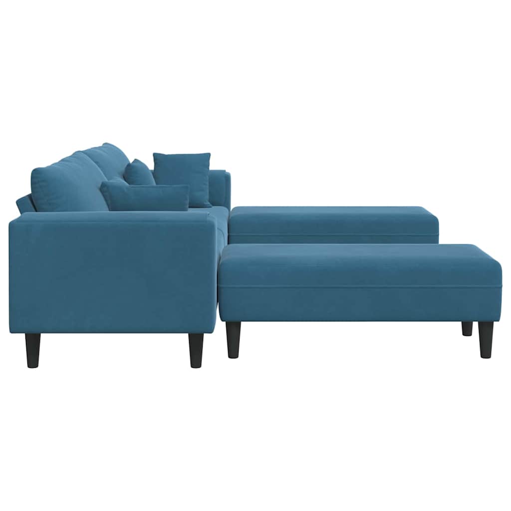 Divano in Velluto con cuscino 3 pcs Blu 208 cm Velluto - homemem39