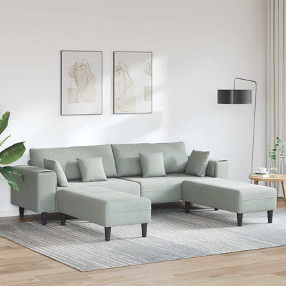 Divano in Velluto 3 pcs Grigio chiaro 208 cm Velluto