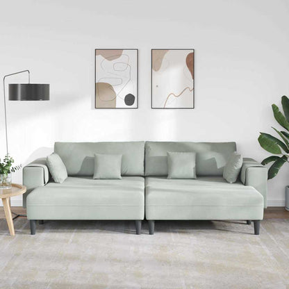Divano in Velluto 3 pcs Grigio chiaro 208 cm Velluto