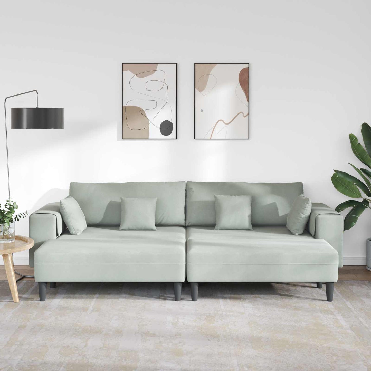 Divano 3 pcs Grigio chiaro 250 x 188 x 76 cm Velluto | homemem39