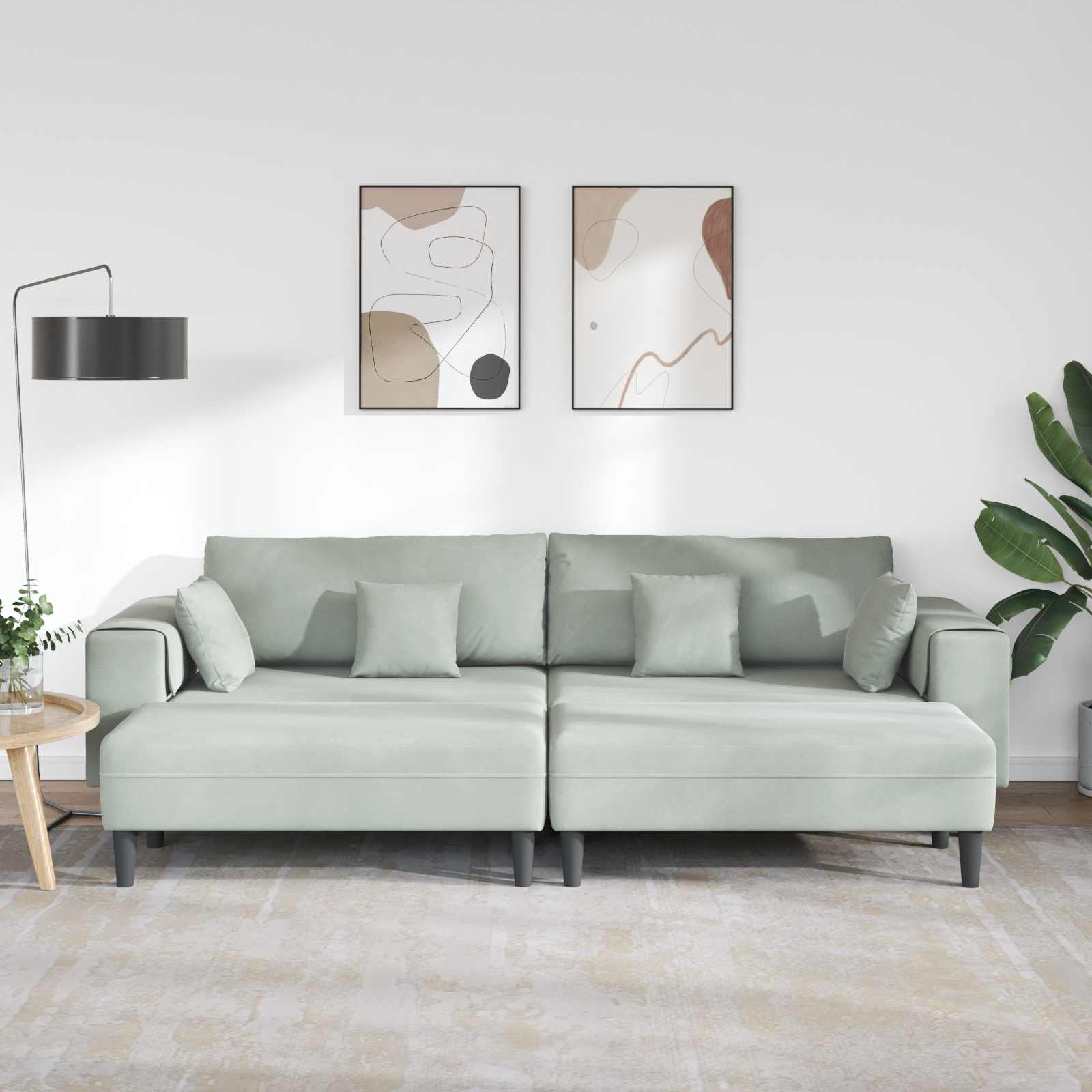 Divano 3 pcs Grigio chiaro 250 x 188 x 76 cm Velluto | homemem39