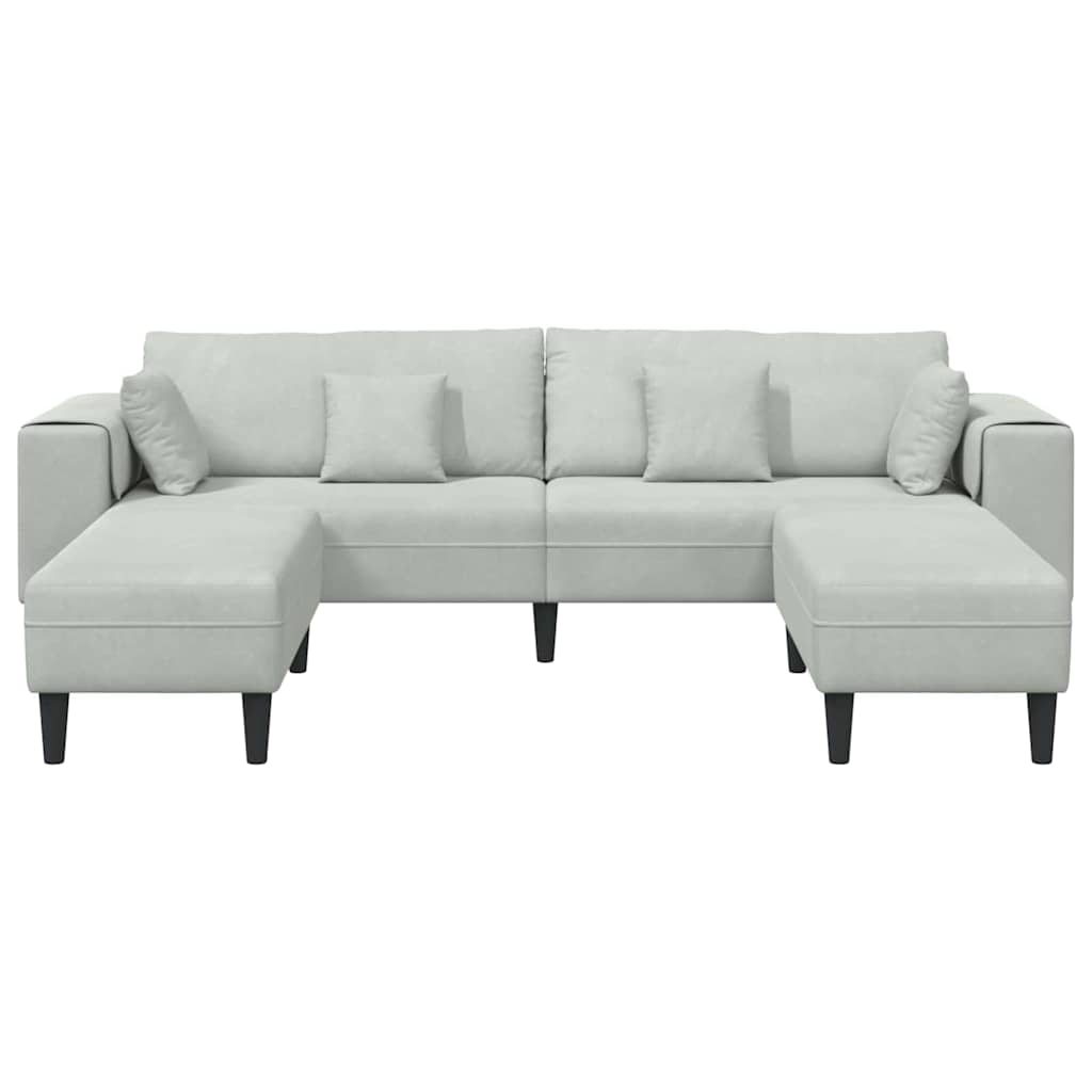 Divano in Velluto 3 pcs Grigio chiaro 208 cm Velluto - homemem39