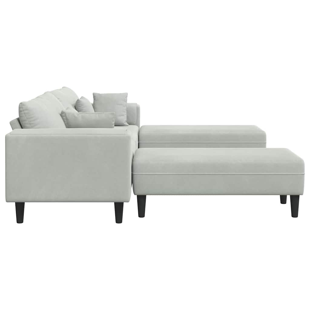 Divano in Velluto 3 pcs Grigio chiaro 208 cm Velluto - homemem39