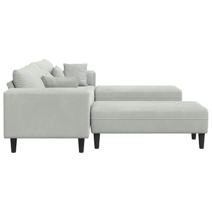 Divano in Velluto 3 pcs Grigio chiaro 208 cm Velluto