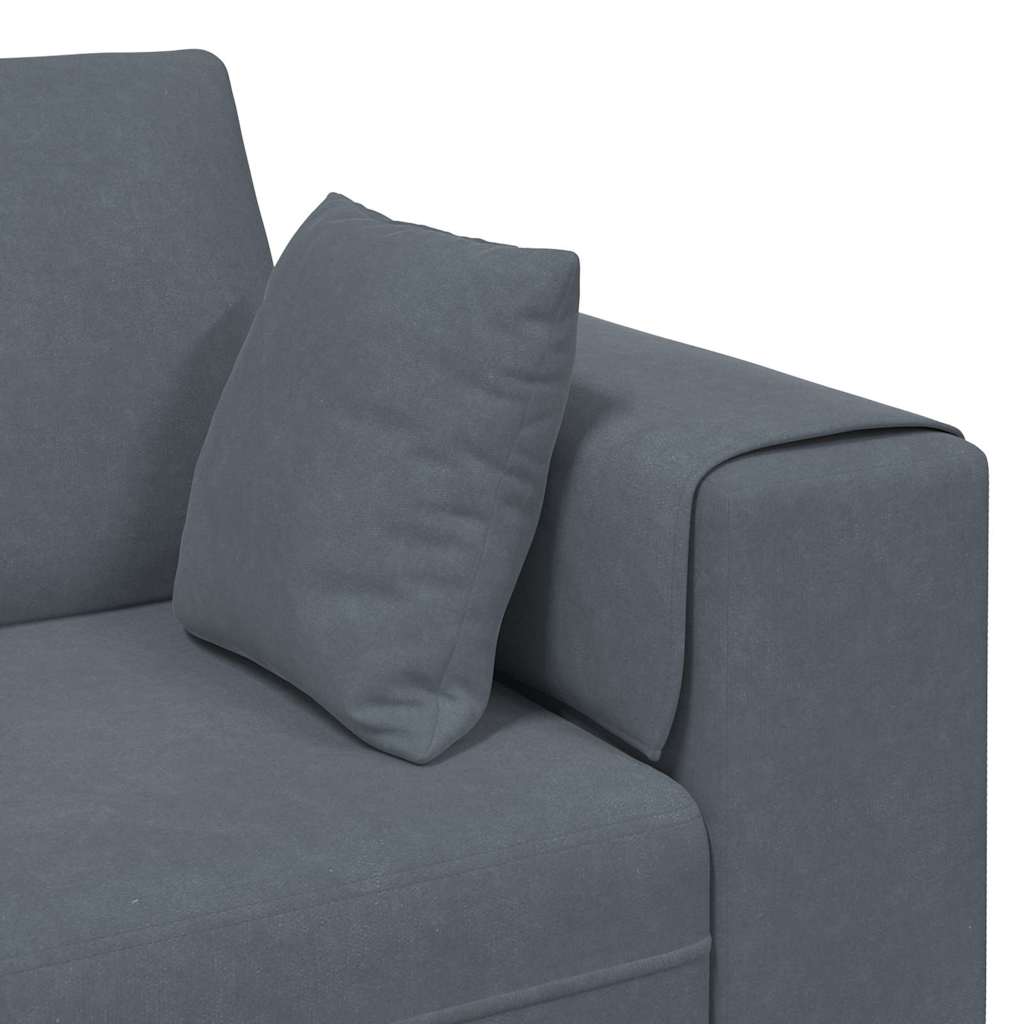 Divano in Velluto con cuscino 3 pcs Grigio scuro 208 cm Velluto