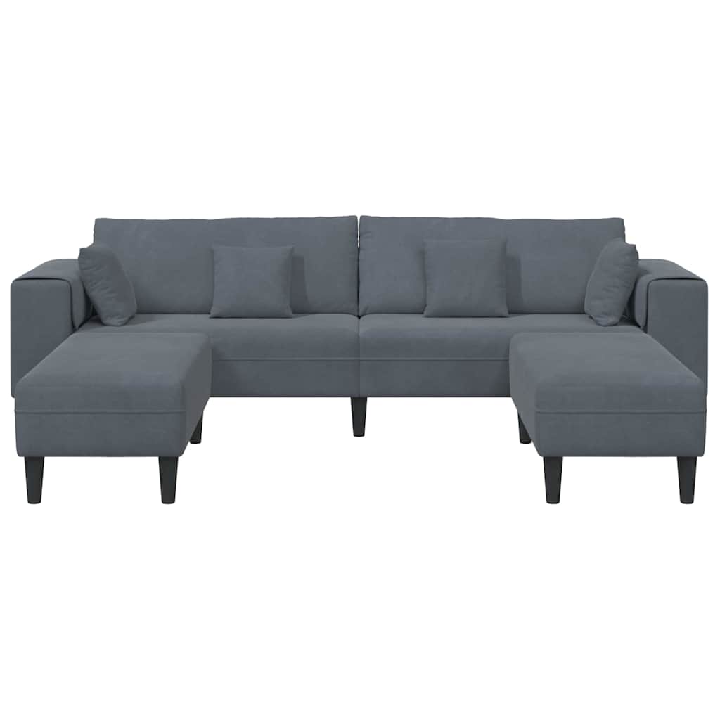 Divano in Velluto con cuscino 3 pcs Grigio scuro 208 cm Velluto