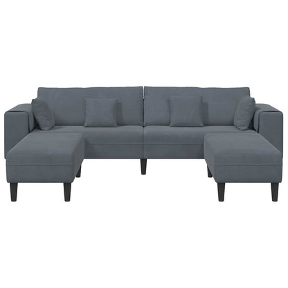 Divano in Velluto con cuscino 3 pcs Grigio scuro 208 cm Velluto