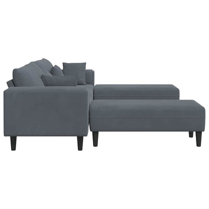 Divano in Velluto con cuscino 3 pcs Grigio scuro 208 cm Velluto