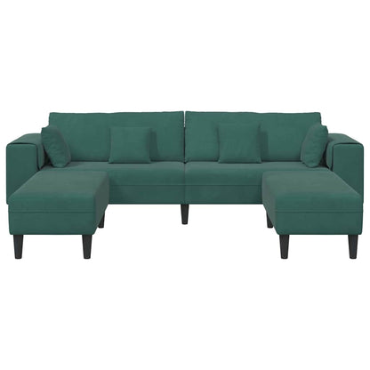 Divano in Velluto con cuscino 3 pcs Verde Scuro 208 cm Velluto