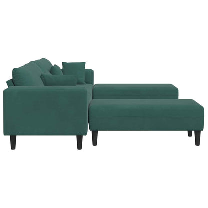 Divano in Velluto con cuscino 3 pcs Verde Scuro 208 cm Velluto