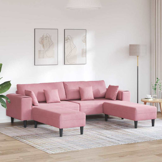 Divano in Velluto con cuscino 3 pcs Rosa 208 cm Velluto - homemem39