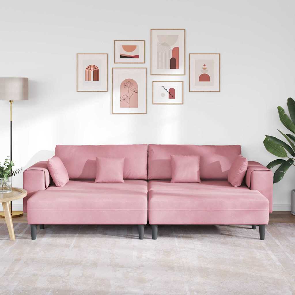 Divano in Velluto con cuscino 3 pcs Rosa 208 cm Velluto - homemem39