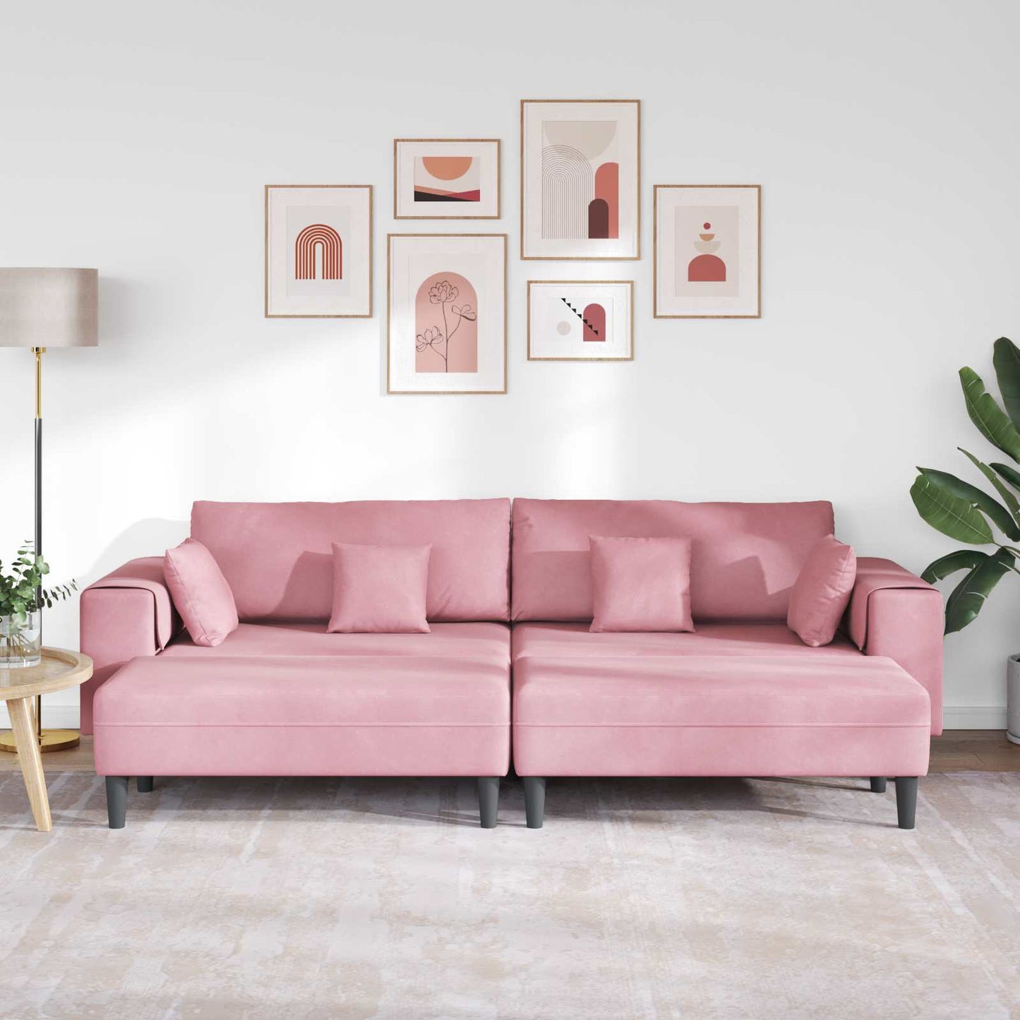 Divano 3 pz Rosa Velluto