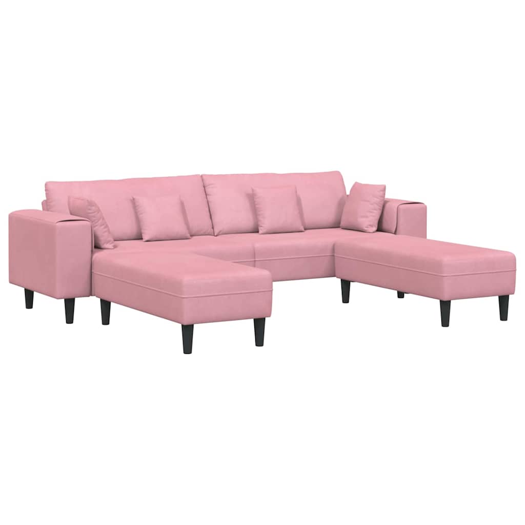 Divano in Velluto con cuscino 3 pcs Rosa 208 cm Velluto - homemem39
