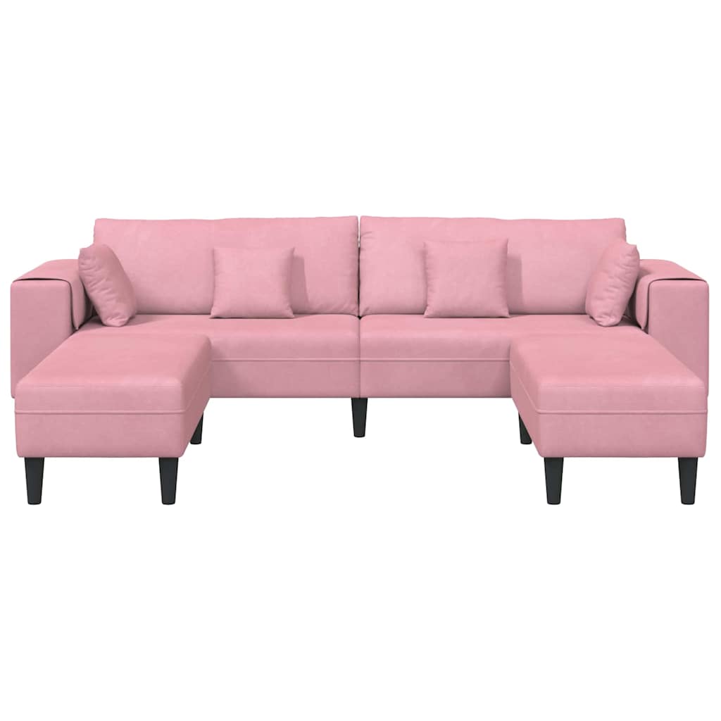 Divano in Velluto con cuscino 3 pcs Rosa 208 cm Velluto - homemem39