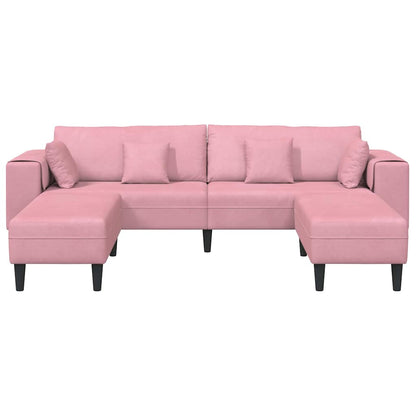 Divano in Velluto con cuscino 3 pcs Rosa 208 cm Velluto - homemem39