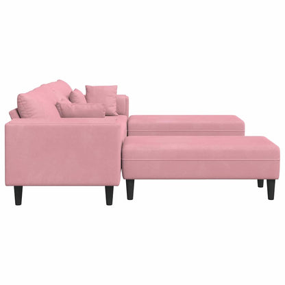 Divano in Velluto con cuscino 3 pcs Rosa 208 cm Velluto - homemem39