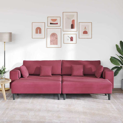 Divano in Velluto con cuscino 3 pcs Rosso Vino 208 cm Velluto - homemem39